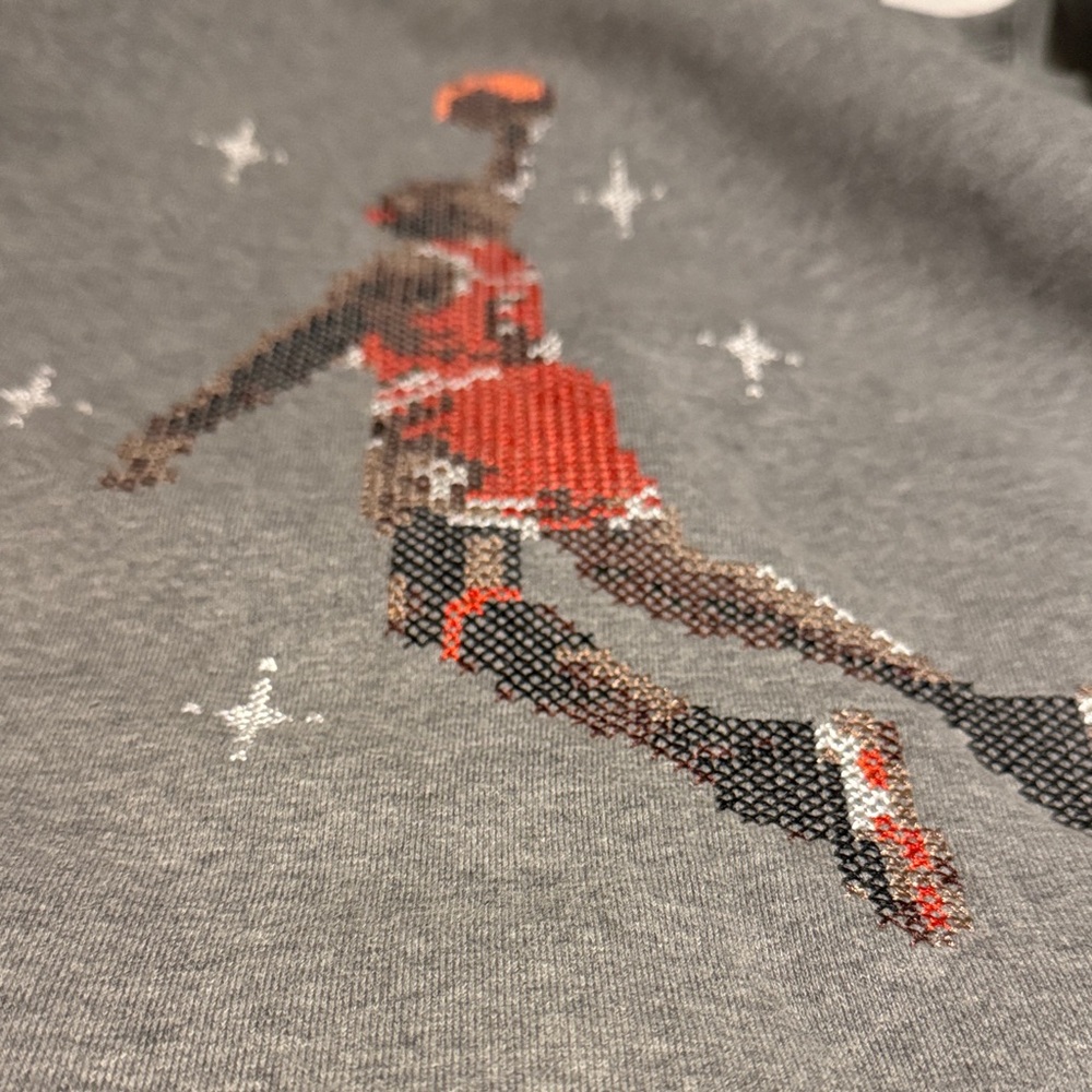 Jordan Gray and Red Graphic Men's Sweater - Picture 5 of 8
